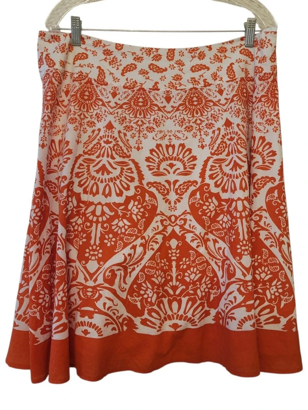 Talbots Orange & White Cotton Print A-Line Skirt Size 16 Petite